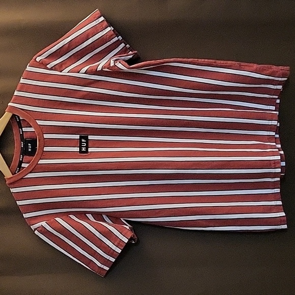 Vintage HUF "Striped Box Logo" T-Shirt (L) - Picture 1 of 5
